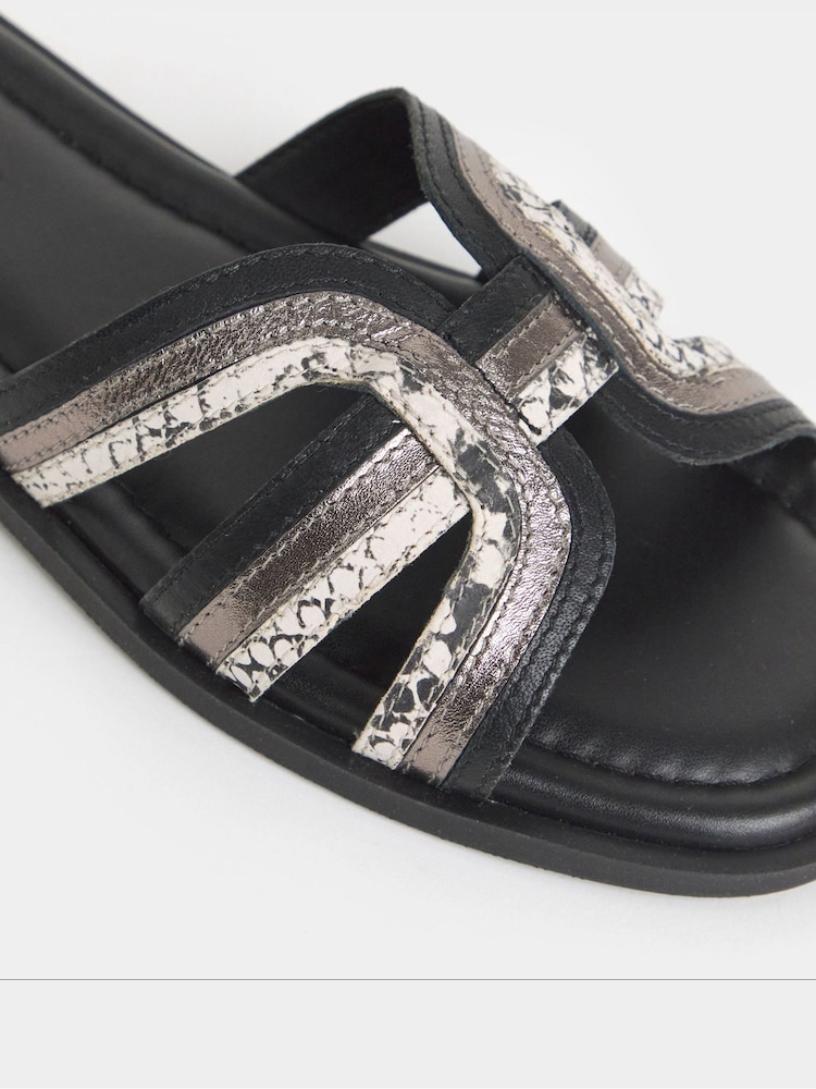 JD Williams Black Woven Detail Mule Sandals - Image 4 of 4