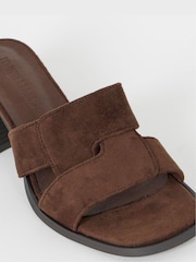 JD Williams Brown Woven Mule Block Heel Sandals - Image 4 of 4