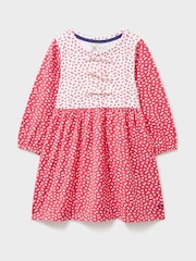 Crew Clothing Pink Floral Printed Bow Detailed Jersey Dress - Image 1 of 3