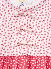 Crew Clothing Pink Floral Printed Bow Detailed Jersey Dress - Image 3 of 3