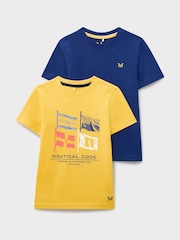 Amarillo - Crew Clothing Print & Plain Classic T-Shirts 2 Pack - Imagen 1 de 3