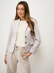 Crew Clothing Beige Linen & Cotton Blazer - Image 1 of 5