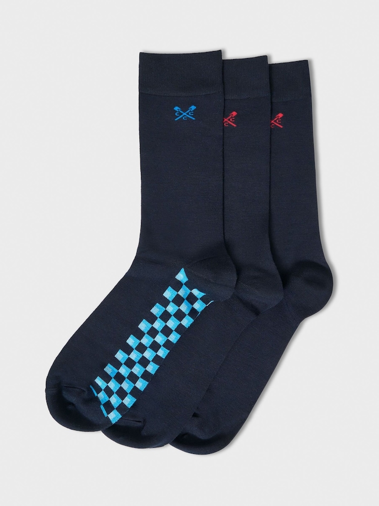 Crew Clothing Blue Bamboo Viscose Socks 3 Pack - Image 1 of 2