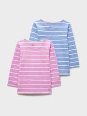 Crew Clothing Purple Striped Cotton Breton Tops 2 Pack - Image 1 of 3