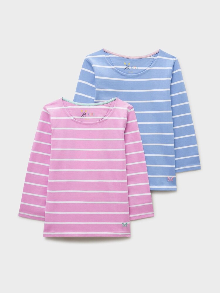 Crew Clothing Purple Striped Cotton Breton Tops 2 Pack - Image 1 of 3 Crew Clothing Purple Striped Cotton Breton Tops 2 Pack - Image 1 of 3