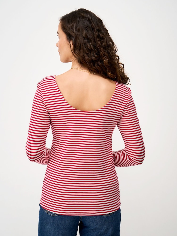 Crew Clothing Red Ballet Back Cotton Modal Jersey Top - Image 2 of 5