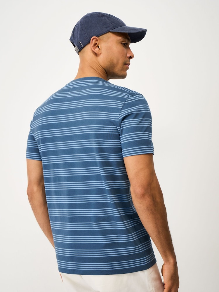 Crew Clothing Blue Cotton Four-Stripe T-Shirt - Image 2 of 5 Crew Clothing Blue Cotton Four-Stripe T-Shirt - Image 2 of 5