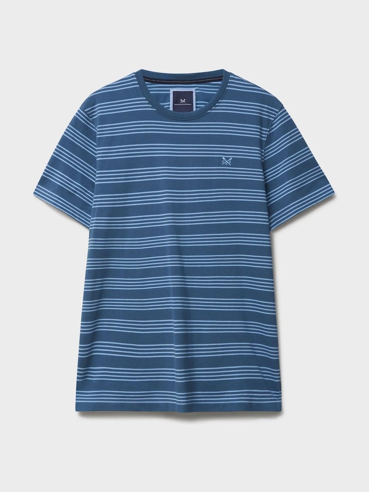 Crew Clothing Blue Cotton Four-Stripe T-Shirt - Image 5 of 5 Crew Clothing Blue Cotton Four-Stripe T-Shirt - Image 5 of 5