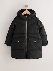 Black Shower Resistant Faux Fur Lined Padded Coat (3-16yrs) - Image 1 of 5