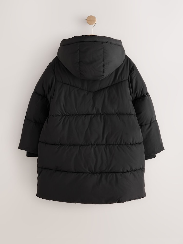 Black Shower Resistant Faux Fur Lined Padded Coat (3-16yrs) - Image 2 of 5 Black Shower Resistant Faux Fur Lined Padded Coat (3-16yrs) - Image 2 of 5