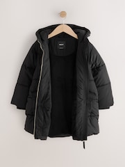 Black Shower Resistant Faux Fur Lined Padded Coat (3-16yrs) - Image 3 of 5