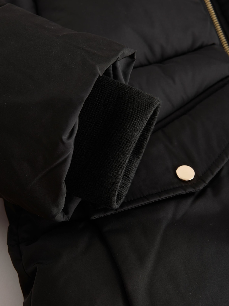 Black Shower Resistant Faux Fur Lined Padded Coat (3-16yrs) - Image 5 of 5 Black Shower Resistant Faux Fur Lined Padded Coat (3-16yrs) - Image 5 of 5