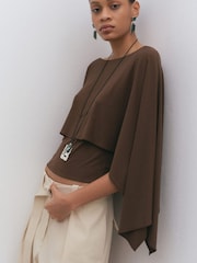 Mango Brown Cape Blouse - Image 1 of 5