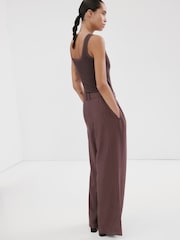 Mango Brown 2 In 1 Sleeveless Knitted Belted Trouser Jumpsuit - Image 2 of 6