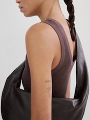 Mango Brown 2 In 1 Sleeveless Knitted Belted Trouser Jumpsuit - Image 5 of 6