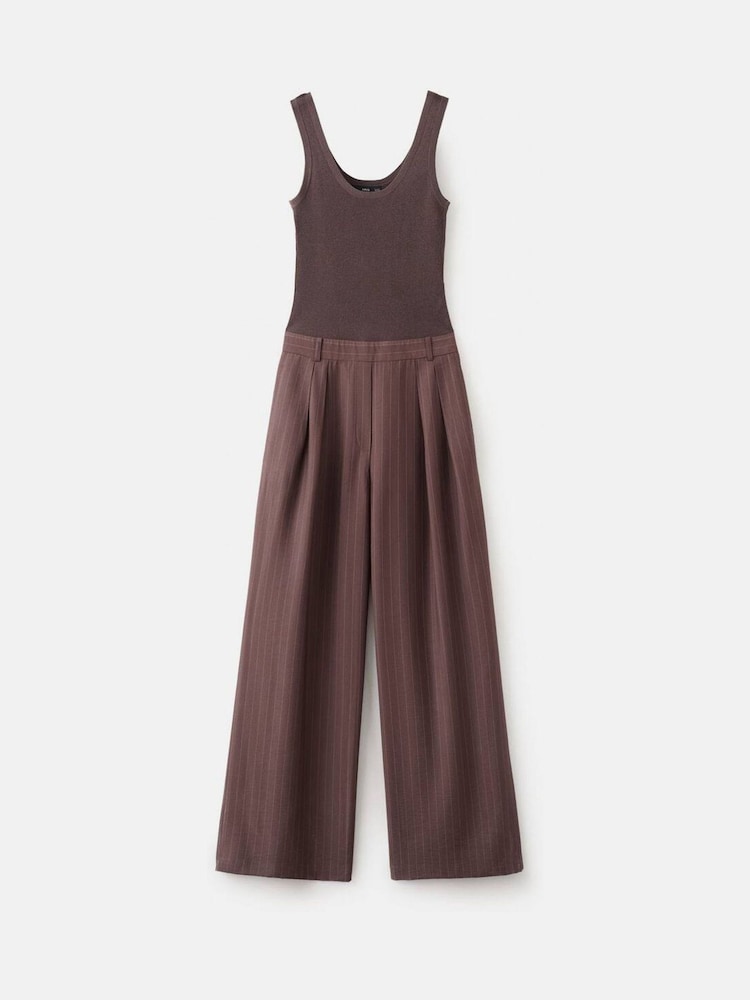 Mango Brown 2 In 1 Sleeveless Knitted Belted Trouser Jumpsuit - Image 6 of 6