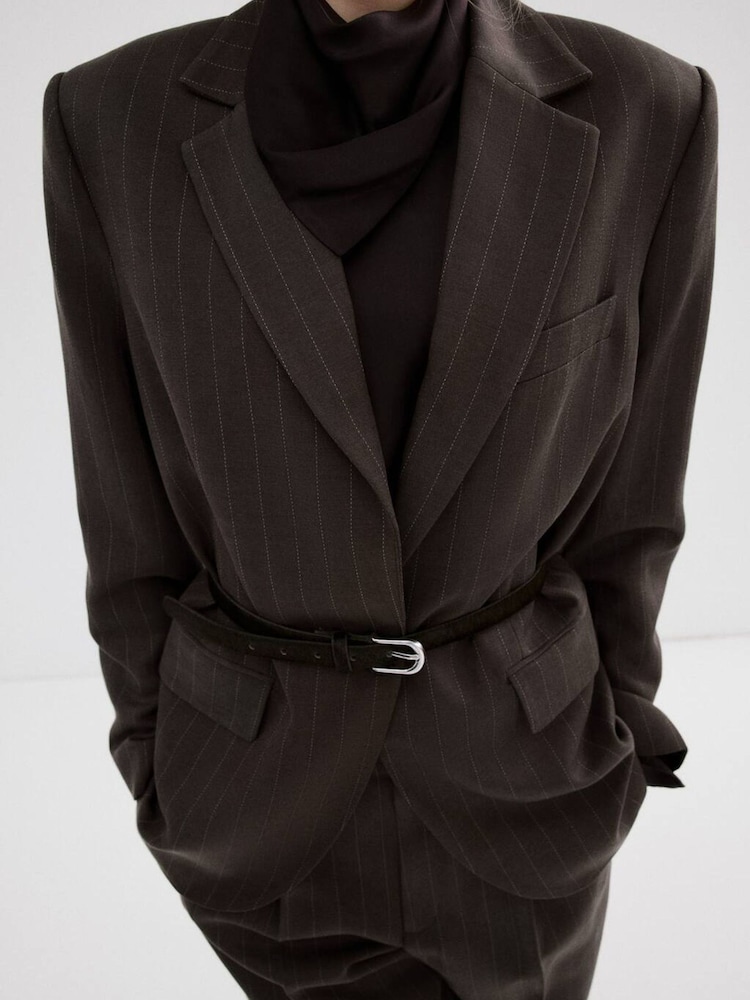 Mango Brown Pocket Detail Blazer - Image 1 of 6 Mango Brown Pocket Detail Blazer - Image 1 of 6