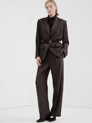 Mango Brown Pocket Detail Blazer - Image 2 of 6