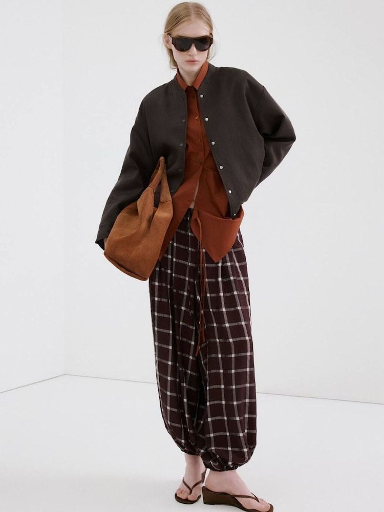 Mango Purple Button Up Bomber Jacket - Image 1 of 6