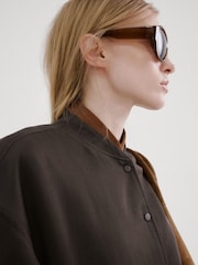 Mango Purple Button Up Bomber Jacket - Image 5 of 6