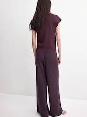 Mango Red Knitted Wide Leg Trousers - Image 3 of 5