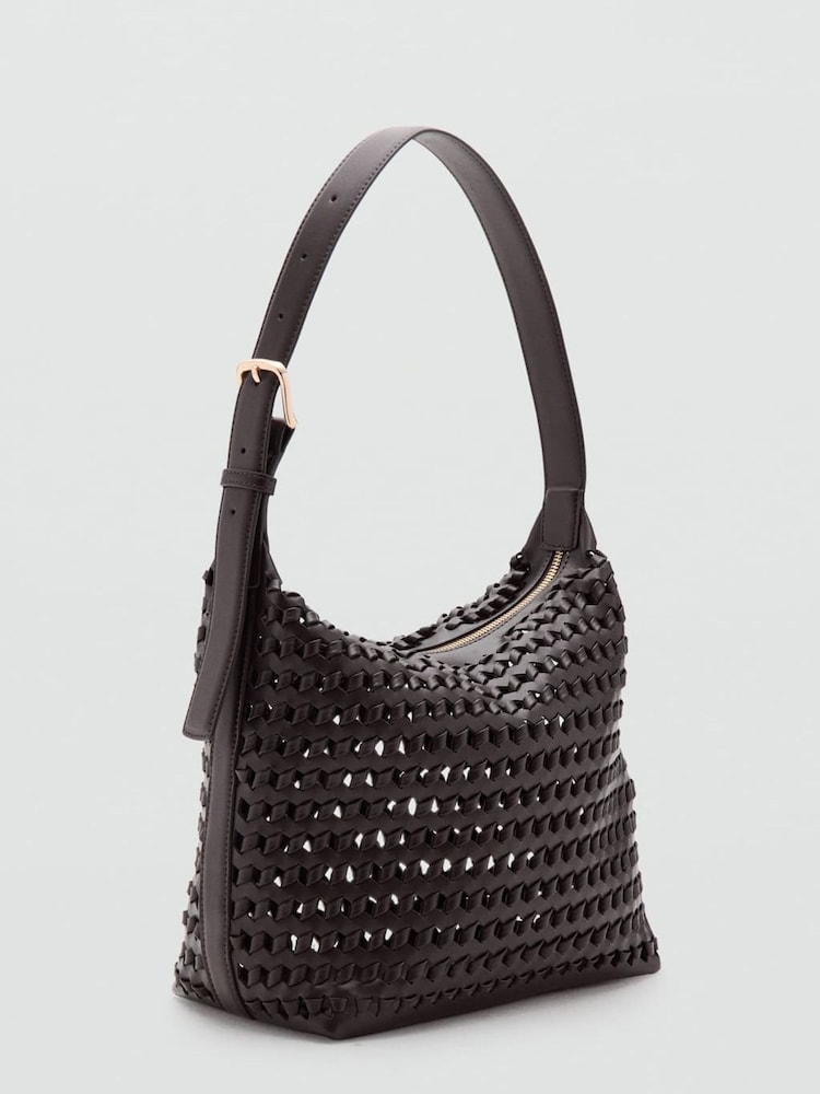 Mango Brown Open Weave Shoulder Bag - Image 2 of 4