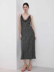 Mango Black Lace Strappy Dress - Image 1 of 5