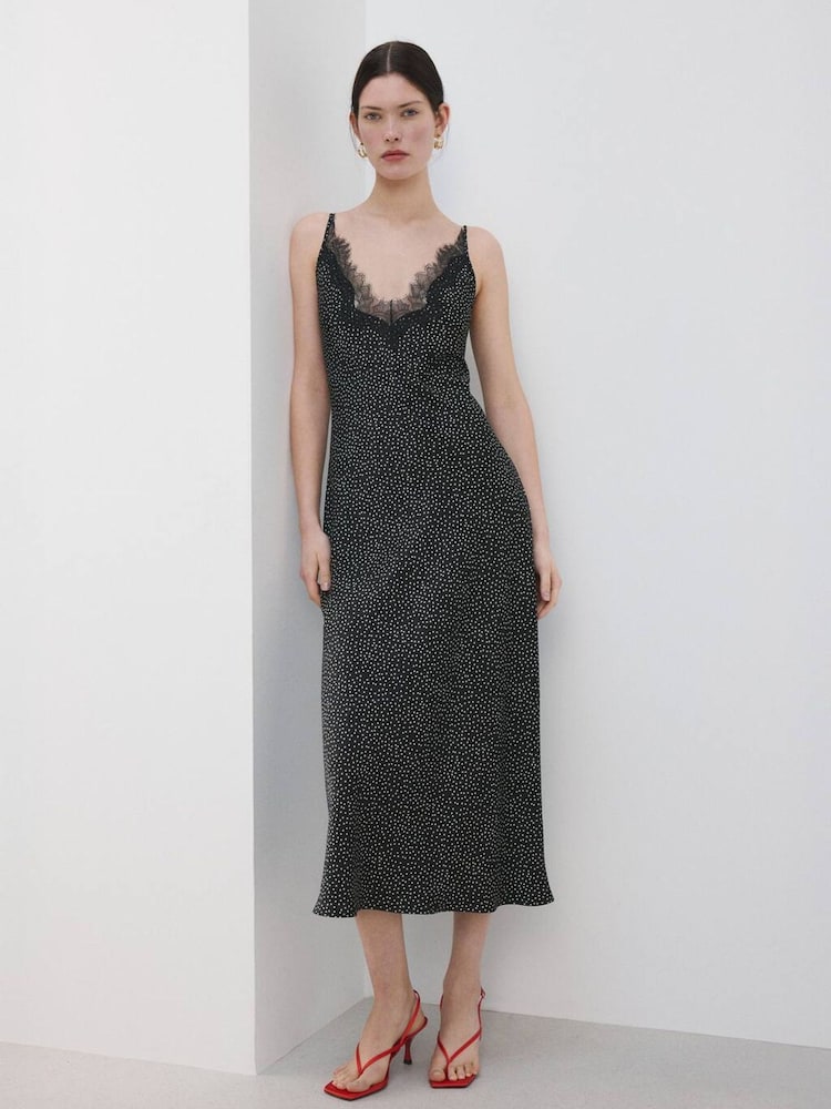 Mango Black Lace Strappy Dress - Image 1 of 5