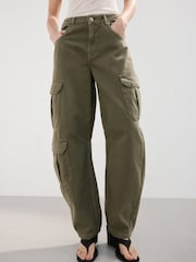 Mango Green Pocket Barrel Utility Cargo Jeans - Image 1 of 3