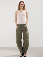 Mango Green Pocket Barrel Utility Cargo Jeans - Image 2 of 3
