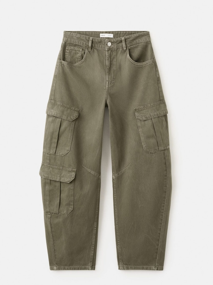 Mango Green Pocket Barrel Utility Cargo Jeans - Image 3 of 3