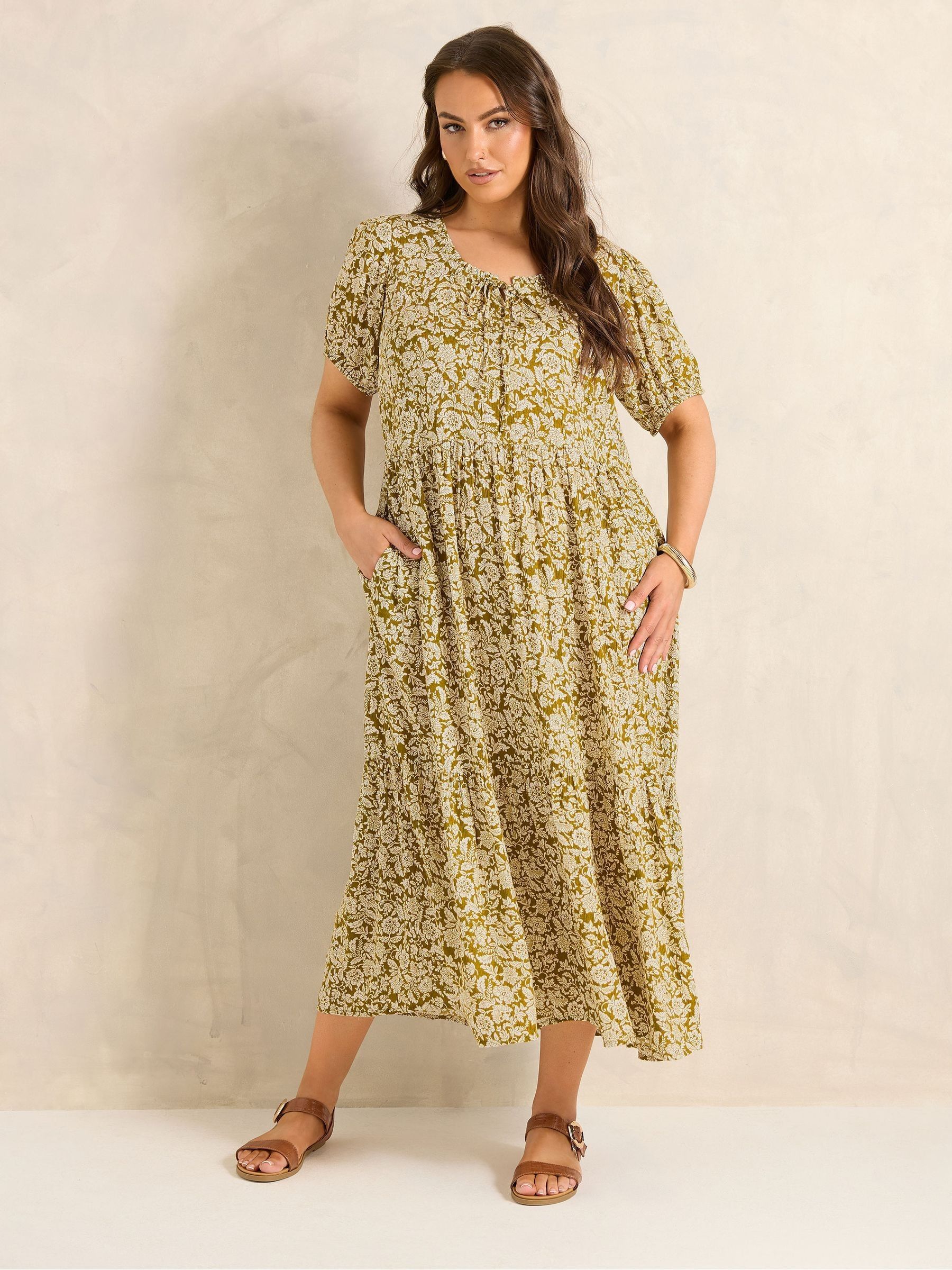 Evans Women's Green Ditsy Woven Wrap Dress