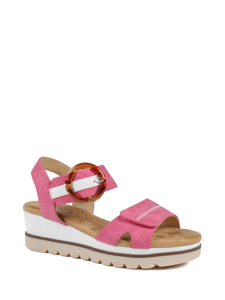 Pavers Pink Comfortable Wedge Heel Sandals - Image 2 of 5