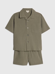 Grün - River Island Textured Revere Shirt & Shorts Set - Bild 1 von 4