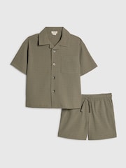 Grün - River Island Textured Revere Shirt & Shorts Set - Bild 2 von 4