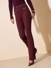 Friends Like These Berry Red High Waist Pocket Flare Jeans - Image 2 of 5
