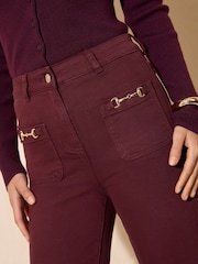 Friends Like These Berry Red High Waist Pocket Flare Jeans - Image 3 of 5