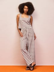 Ro&Zo Gingham Linen Blend Casual Trousers - Bild 1 von 5