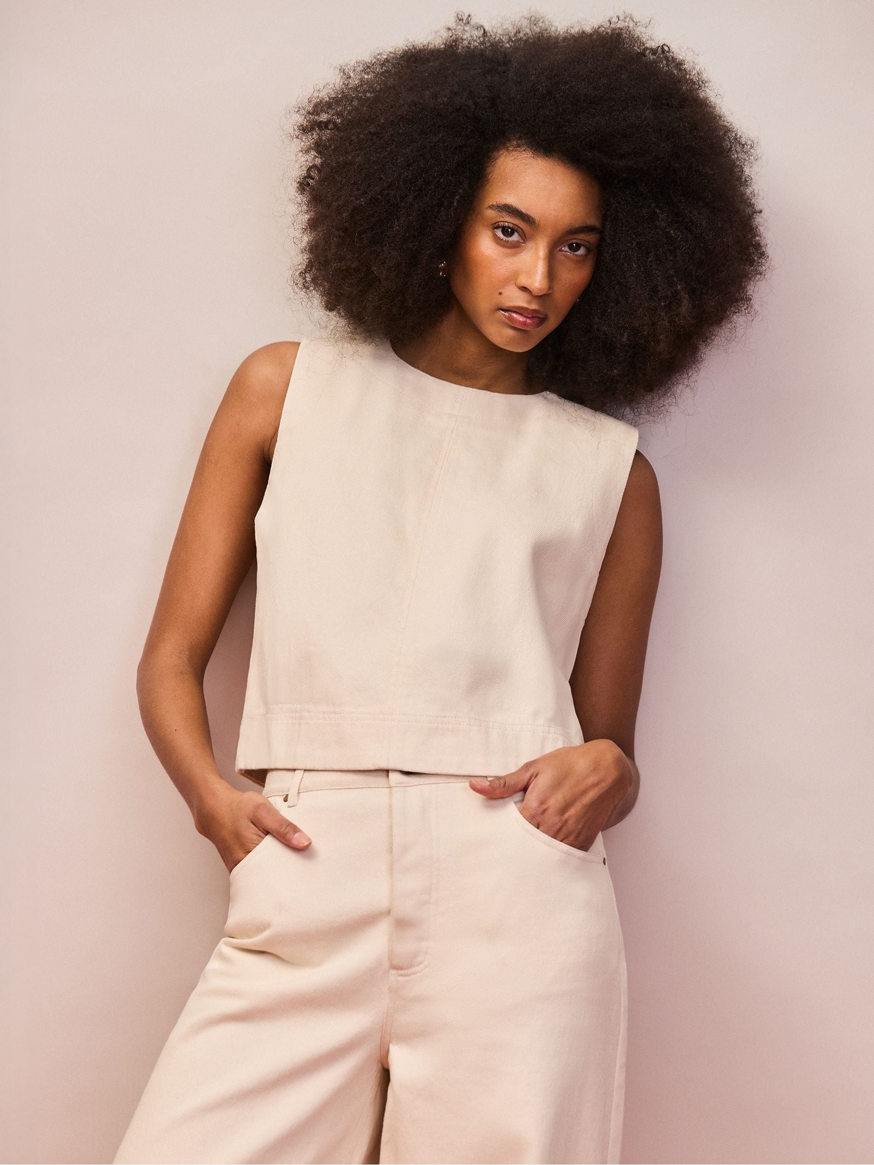 トップス QUASI Buy Ro&Zo Natural Cotton Twill Shell Top from Next Romania