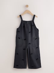 Charcoal Grey Velvet Bow Dungarees (3-16yrs) - Image 1 of 8