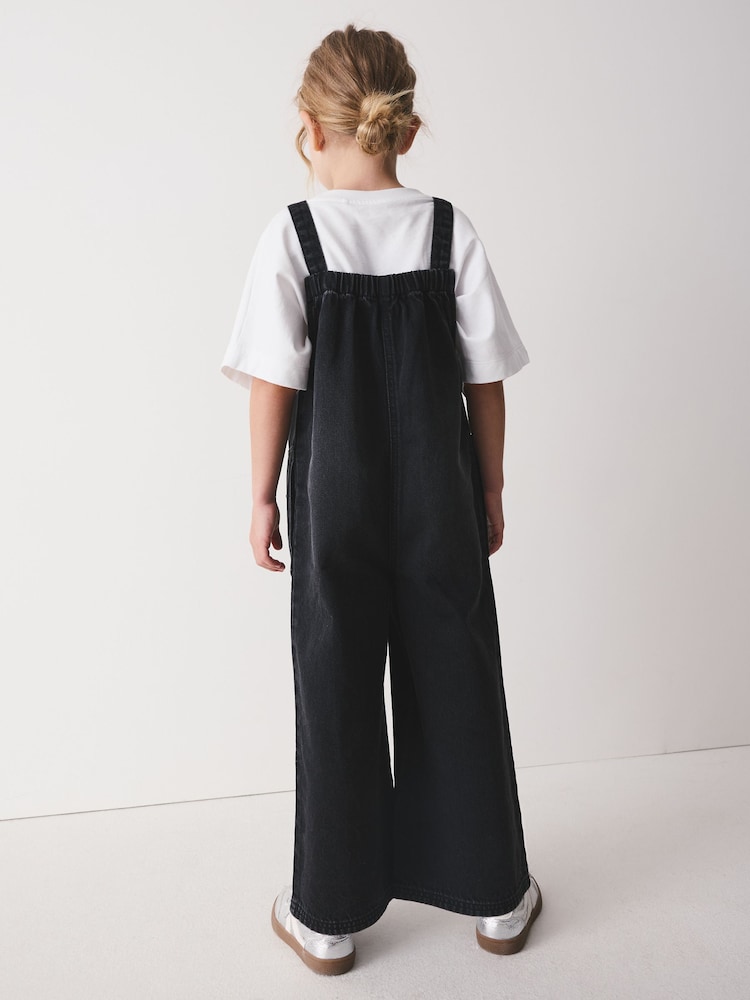 Charcoal Grey Velvet Bow Dungarees (3-16yrs) - Image 2 of 8