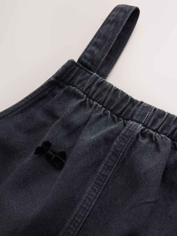 Charcoal Grey Velvet Bow Dungarees (3-16yrs) - Image 8 of 8