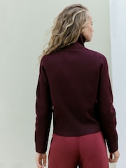 Berry Red Supersoft Funnel Zip Neck Jumper - Image 3 of 7