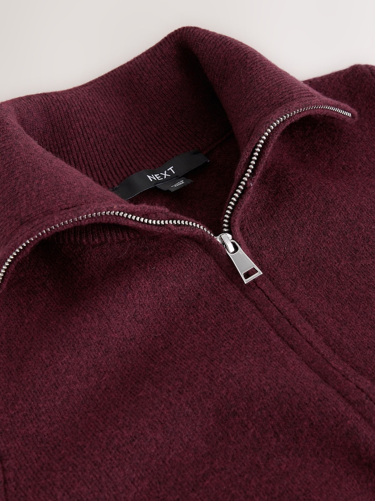 Berry Red Supersoft Funnel Zip Neck Jumper - Image 7 of 7