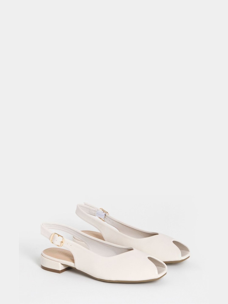 JD Williams Cream Flat Peep Toe Slingbacks Sandals - Image 2 of 4