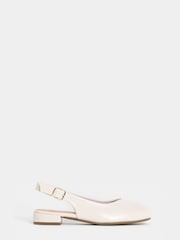 JD Williams Cream Flat Peep Toe Slingbacks Sandals - Image 3 of 4