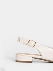 JD Williams Cream Flat Peep Toe Slingbacks Sandals - Image 4 of 4