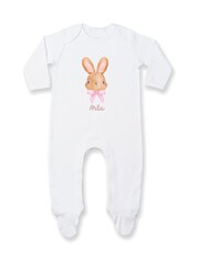 Koko Blossom White Personalised Bunny Bow Sleepsuit - Image 1 of 1