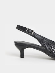 JD Williams Black Extra Wide Fit Woven Sling Back Pointed Heels - Image 4 of 4