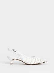 أبيض - JD Williams Woven Sling Back Pointed Heels - Image 2 of 4